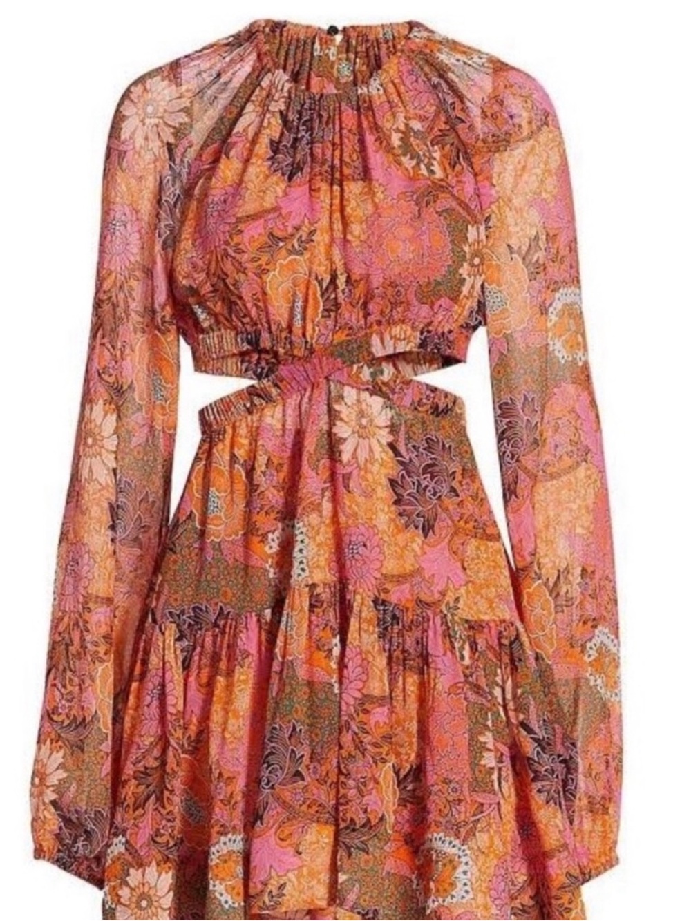 A.L.C. Pink and Orange Floral Tie-Front Dress